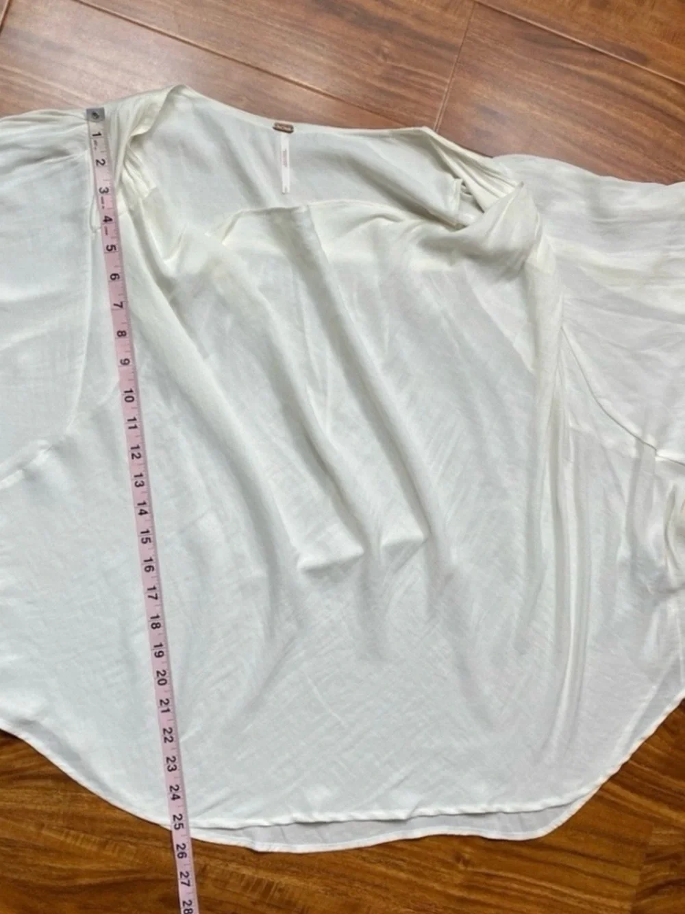 Free People Women White Drappy Peasant Sleeve Oversize Blouse Size Large Coastal